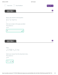 Solve Radical & Linear Equations: High School Algebra Practice Quiz