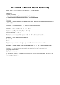 IGCSE 0580 Maths Practice Paper 4: Algebra & Number Questions