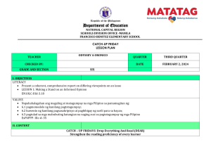 Catch-Up Friday Lesson Plan: Grade 6 Literacy & Values Education