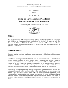ASME PTC 60/V&V 10 Guide: Verification & Validation in Solid Mechanics