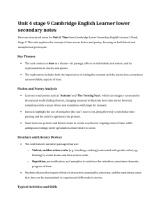 Cambridge Lower Secondary English Stage 9 Unit 4: Time Study Notes