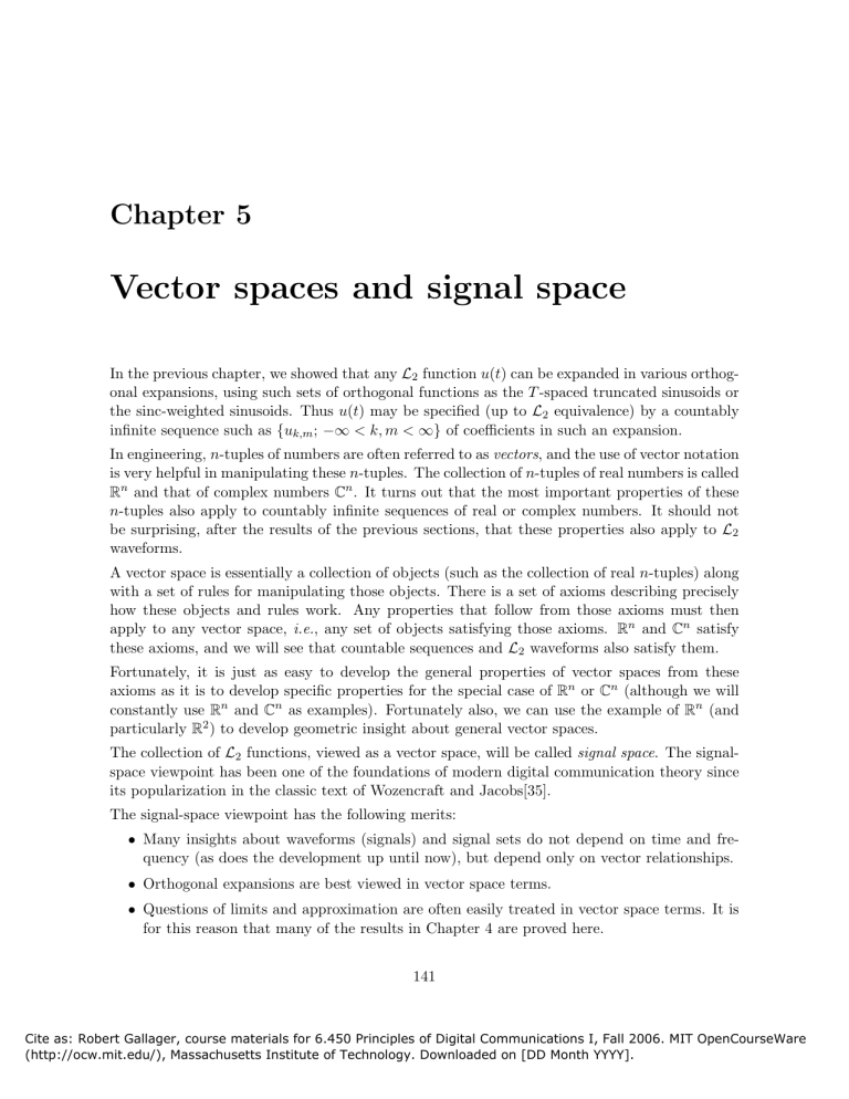 Chapter 5: Vector Spaces and Signal Space in Digital Communications