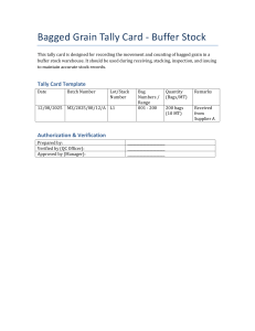 Bagged Grain Tally Card - Buffer Stock Management