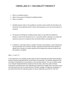Solubility Product Lab Report: Calcium Hydroxide Ksp Determination