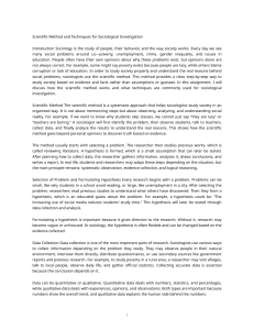 Scientific Method & Techniques for Sociological Investigation