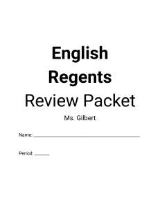 English Regents Review Packet: Exam Overview & Study Guide