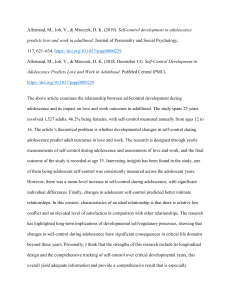 Adolescent Self-Control Predicts Adult Love & Work Outcomes