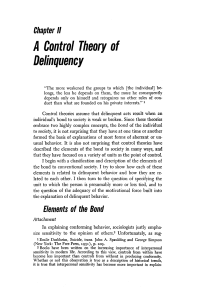 A Control Theory of Delinquency: Attachment and Social Bonds