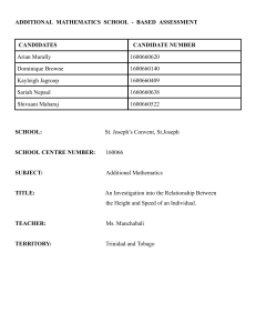 Additional Mathematics SBA: Height & Speed Relationship Investigation