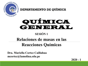 Qu&iacute;mica General: Relaciones de Masas en Reacciones