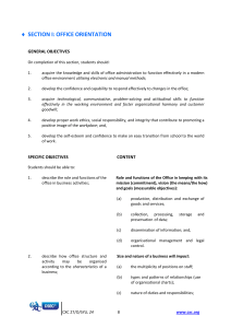 Office Administration Syllabus: Orientation, Reception & Hospitality