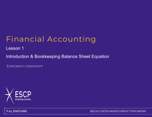 Financial Accounting Exercises: Introduction & Bookkeeping