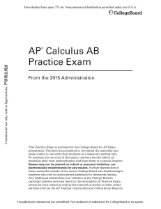 AP Calculus AB Practice Exam (2015)