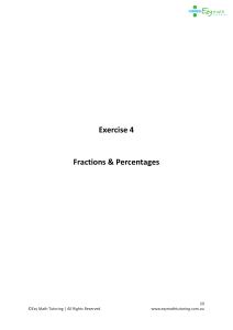 Fractions & Percentages Worksheet with Solutions