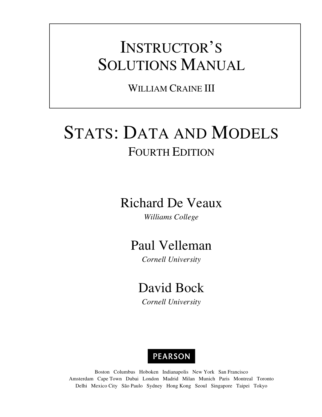 Stats: Data and Models Solutions Manual, 4th Ed.