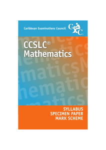 CCSLC Mathematics Syllabus, Specimen Paper & Mark Scheme
