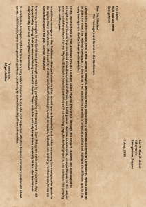 Teenagers and Sports in the Caribbean: A Letter to the Editor