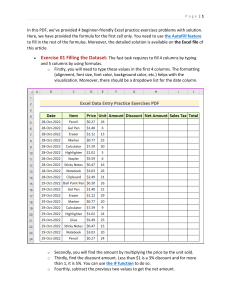 Excel Practice Exercises for Beginners with Solutions