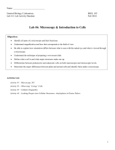 Microscopy & Cell Biology Lab Handout