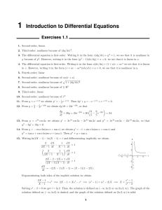 Soluciones de los Ejercicios 1.1 de Introducci&oacute;n a las Ecuaciones Diferenciales