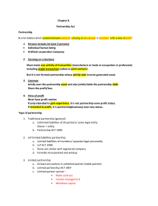 Partnership Act: Types, Liabilities, Termination - Course Material