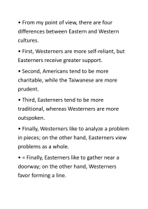 Eastern vs. Western Cultural Differences Outline