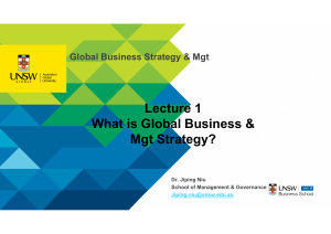 Lecture 1: Global Business Strategy & Management