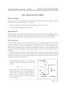 Toronto Metropolitan University: The Photoelectric Effect Lab Guide