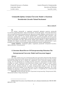 Entrepreneurship Education: A Literature Review