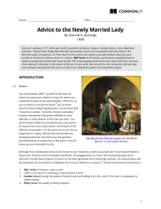 Advice to the Newly Married Lady: 1808 Historical Text Analysis