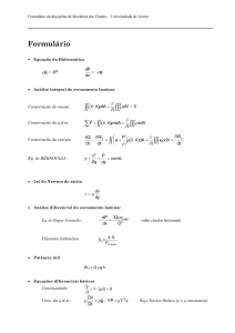 Formul&aacute;rio de Mec&acirc;nica dos Fluidos - Universidade de Aveiro