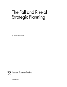 The Fall and Rise of Strategic Planning: Mintzberg's HBR Analysis