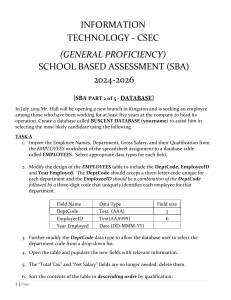 CSEC IT SBA 2024-2026: Database Project - Employee Selection