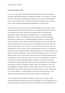 Critical Incident Analysis: Intercultural Theories in Business Communication