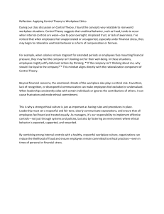 Control Theory & Workplace Ethics: A Reflection on Unethical Behavior