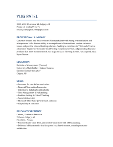 Yug Patel - Finance Student Resume | Customer Experience Associate