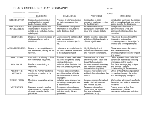 Black Excellence Day Biography Rubric