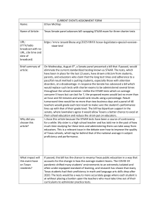 STAAR Exam Bill: Current Events Assignment