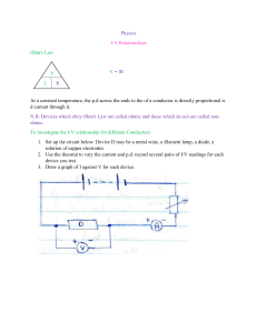 I-V Relationships & Ohm's Law: Physics Lab Worksheet