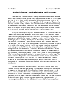 Academic Service Learning Reflection: Community & Refugees