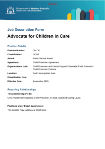 Advocate for Children in Care Job Description
