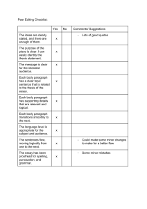 Peer Editing Checklist for Essays