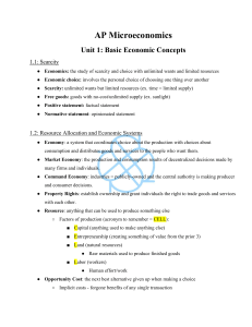 AP Microeconomics Unit 1: Basic Economic Concepts Notes