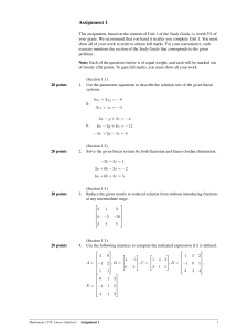 Linear Algebra Assignment 1: Systems, Matrices, and Solutions