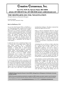 BioPharm-Seltek Negotiation Case Study: CFO Role Play Exercise