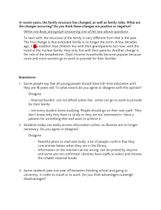 Family Changes & Essay Brainstorming