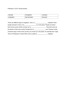 Pathways 3 Unit 3: Migration Vocabulary Practice Worksheet