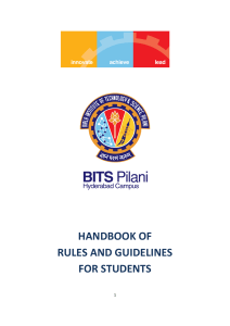 BITS Pilani Hyderabad Campus Student Handbook: Rules & Guidelines