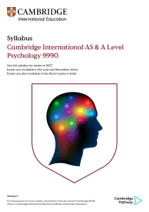 Cambridge A Level Psychology 9990 Syllabus 2027