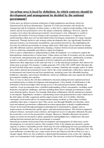 National Government's Role in Urban Development & Management